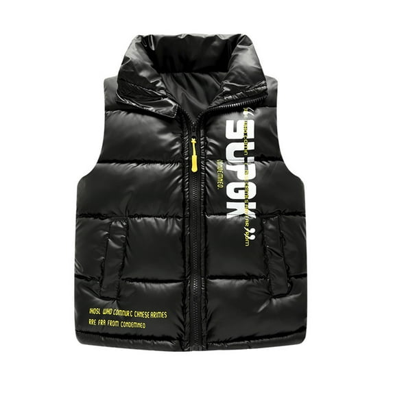 LYMAYTER Kids Boys Girls down Vest Jacket Toddler Sleeveless Thickened Outerwear Baby Fall Winter Lapel Tank for 2-10Y