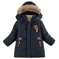 thumbnail image 1 of LYMAYTER Kids Boys Hooded Jacket Toddler Fleece Thicken Windbreaker Outerwear Baby Long Sleeves Parka Coats for 5-9+ Years, 1 of 7