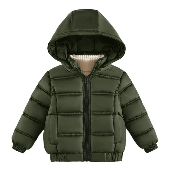 LYMAYTER Kids Boys Hooded Jacket Winter Solid Color Warm Outerwear Baby Long Sleeve Classic Cotton Coats for 1-5 Years