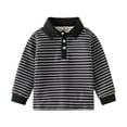 thumbnail image 1 of LYMAYTER Kids Boys Lapel Shirt Baby Stripe Long Sleeve T-Shirt Toddler Fall Thickened Shirt for 1-6 Years, 1 of 6