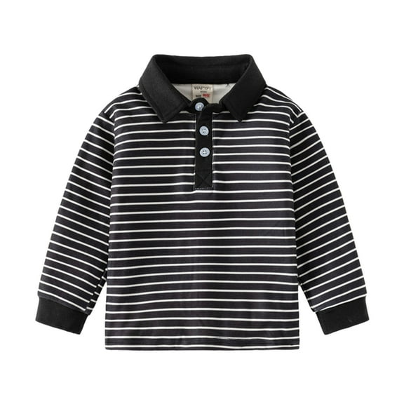 LYMAYTER Kids Boys Lapel Shirt Baby Stripe Long Sleeve T-Shirt Toddler Fall Thickened Shirt for 1-6 Years