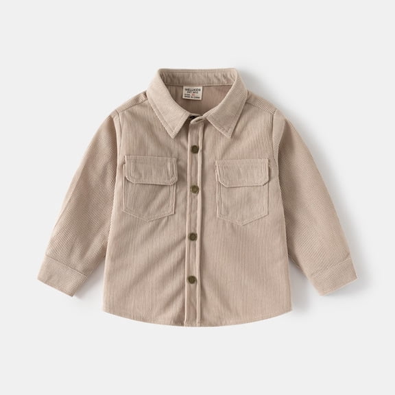 LYMAYTER Kids Boys Long Sleeve Shirt Toddler Collared Button Down Casual Shirt Fall Outfits 2-7Y