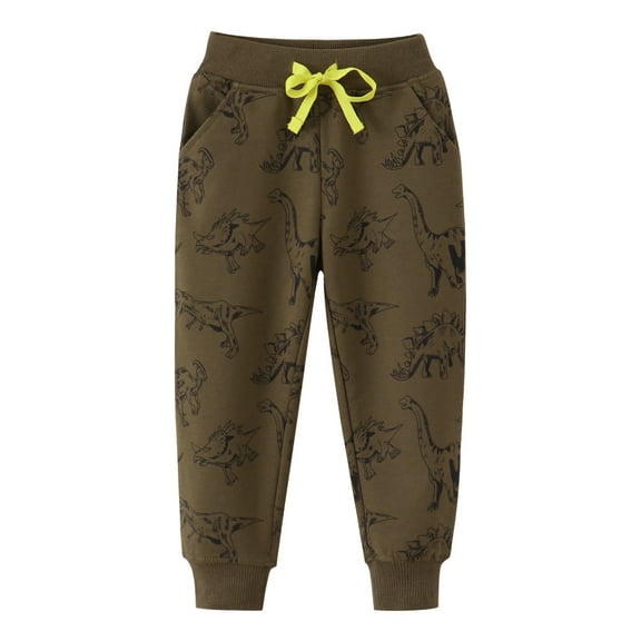 LYMAYTER Kids Boys Pants Fall Winter Printing Casual Trousers Toddler Cotton Sweat Pants for 2-7 Years