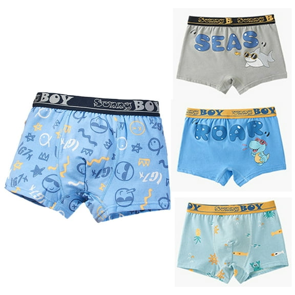 LYMAYTER Kids Boys Printing Underwear Toddler Soft Cotton Boxer Jock for 2-12 T Boys Breathable Panties Boxer Briefs 4 PCS