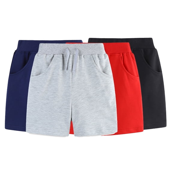 LYMAYTER Kids Boys Soft Shorts Toddler Elasticated Waist Five Points Pants for 2-7 Years Cotton Casual Shorts