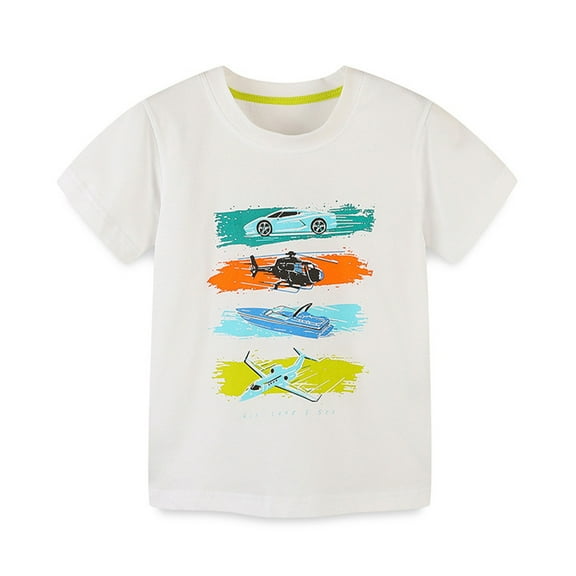 LYMAYTER Kids Boys Soft T-Shirt Toddler Summer Printed Tees Baby Pullovers Shirt for 2-7 T