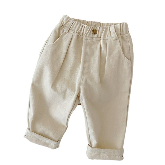 LYMAYTER Kids Boys Spring Pants Baby Elastic Waist Trousers Toddler Solid Color Casual Pants for 1-6 Years