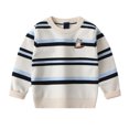 thumbnail image 1 of LYMAYTER Kids Boys Striped Knit Tops Baby Embroidered Sweater Toddle Soft Long Sleeve Jumper 2-7 Years, 1 of 9