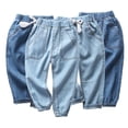 thumbnail image 1 of LYMAYTER Kids Boys Summer Long Trousers Baby Anti-Mosquito Casual Denim Pants Toddler Cotton Elastic Waist Sweat Pants for 2-10 T, 1 of 10