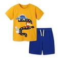 thumbnail image 1 of LYMAYTER Kids Boys T-Shirt Shorts Set 2PCS Toddler Short Sleeves Cartoon Tees Shirt + Solid Color Shorts Outfit for 2-8 Years, 1 of 9