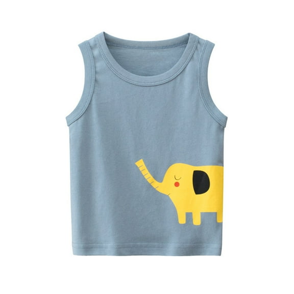 LYMAYTER Kids Boys Tank T-Shirt Toddler Cotton Sleeveless Tees Baby Summer Prints Vest for 1-9 Years