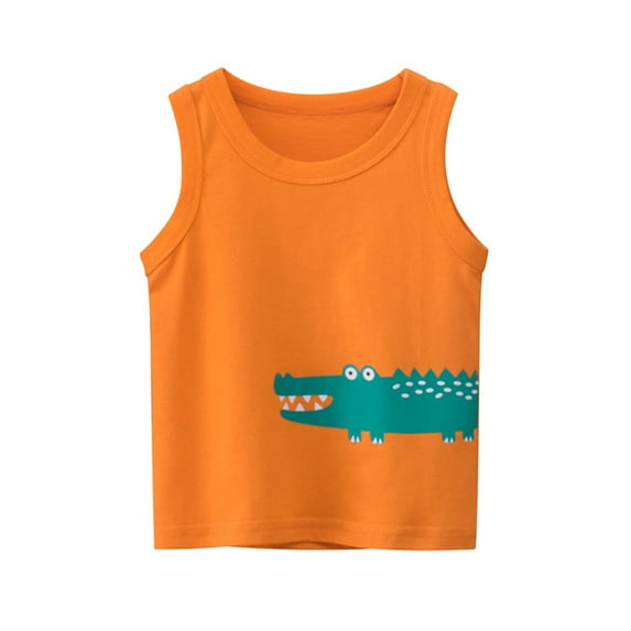 LYMAYTER Kids Boys Tank T-Shirt Toddler Cotton Sleeveless Tees Baby Summer Prints Vest for 1-9 Years