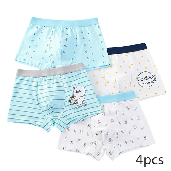 LYMAYTER Kids Boys Underwear Panties 4 Pack for Youth Soft Skin-Friendly Boxer Briefs Toddler Four Seasons Cotton Four Corners Shorts for 2-18 Years