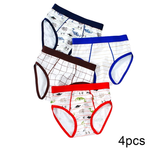 LYMAYTER Kids Boys Underwear Triangle Panties Cartoon Printed Four Corners Shorts for 2-16 T Toddler Comfortable Cotton Boxer Briefs 4 PCS