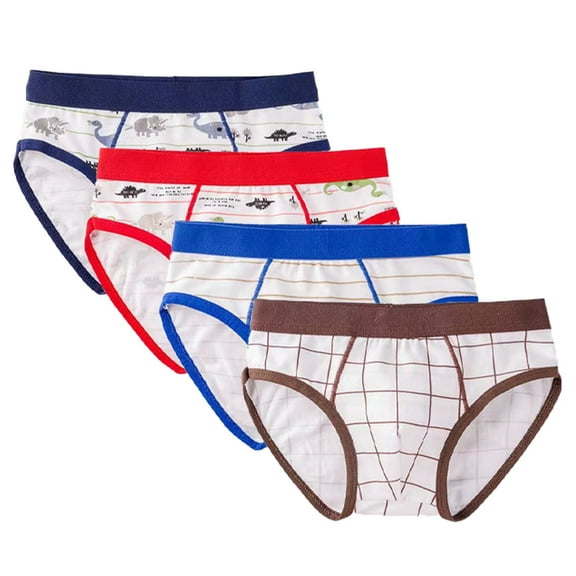 LYMAYTER Kids Boys Underwear Triangle Panties Cartoon Printed Four Corners Shorts for 2-16 T Toddler Comfortable Cotton Boxer Briefs 4 PCS