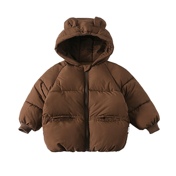LYMAYTER Kids Cotton Jacket Boys Girls Hooded Long Sleeve Warm Outwear Toddler Winter Thickening Snowsuit for 1- 6 Years