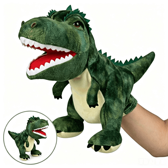 LYMAYTER Kids Dinosaur Hand Puppet, Plush T-Rex Hand Toy, Cool Dino Toy Gift for Boys Girls Pretend Play
