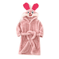 thumbnail image 1 of LYMAYTER Kids Flannel Robe Cute Winter Warm Animal Ears Hooded Thick for Toddler Sleepwear 1-8Y, 1 of 7