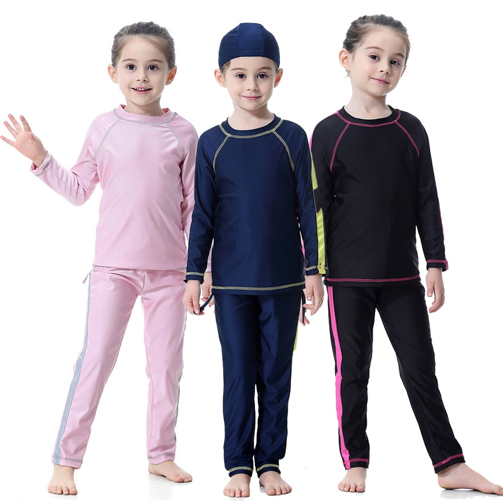LYMAYTER Kids Girl's ThreePiece Long Sleeve Swimsuits Toddler Baby