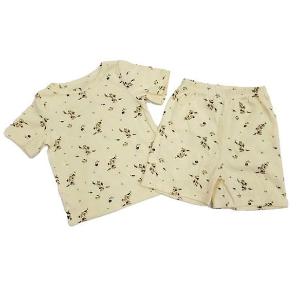 LYMAYTER Kids Girls Baby Pajamas Outfit 2PCS Toddler Summer Short Sleeve Tops and Shorts Sleepwear Set for 2-9 T Casual Loungewear