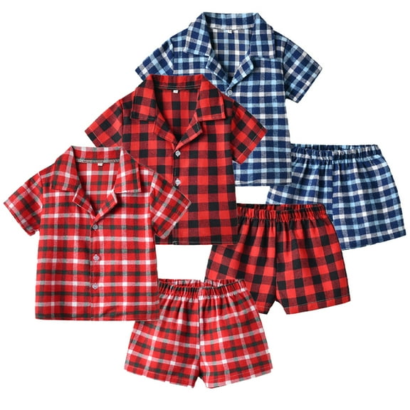 LYMAYTER Kids Girls Boys Cotton Pajamas Outfit Summer Short Sleeve Sleepwear Tops 2PCS Set Toddler V-Neck Loungewear for 3m-5 Years