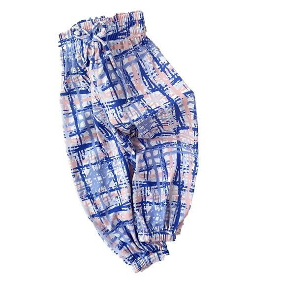 LYMAYTER Kids Girls Boys Cotton Pants Youth Printing Thin Trousers Toddler Summer Anti-Mosquito Pants for 1-15 Y