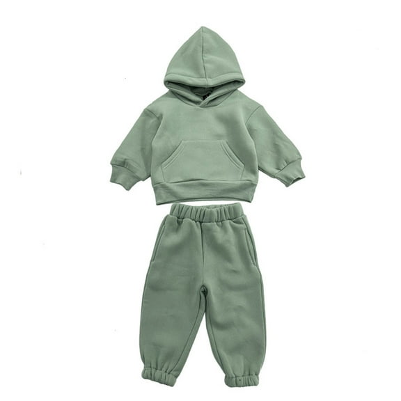 LYMAYTER Kids Girls Boys Cotton Sweatshirt Outfit 2PCS Toddler Hooded Fall Winter Sweatsuit Tops and Jogger Pants Set for 1-8 T