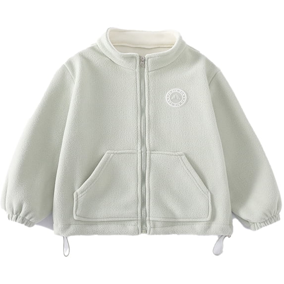 LYMAYTER Kids Girls Boys Fleece Jacket Youth Solid Color Warm Coats Toddler Long Sleeves Spring Fall Outerwear for 3-16 Years