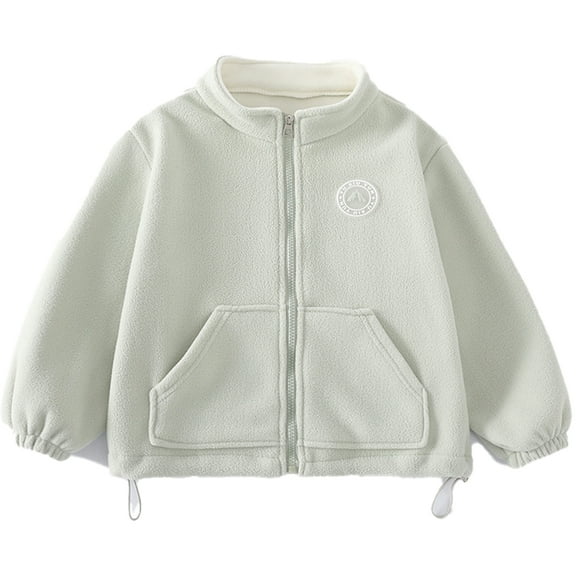 LYMAYTER Kids Girls Boys Fleece Jacket Youth Solid Color Warm Coats Toddler Long Sleeves Spring Fall Outerwear for 3-16 Years