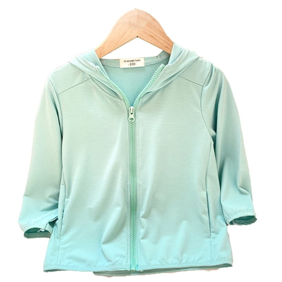 LYMAYTER 2-12Y Toddler Boys Girls Zipper Sunsuits Jacket Toddler Hooded Sun Shirt Teen Summer Ice Silk Sun Protection Lightweight Breathable Rashguard