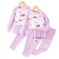 thumbnail image 1 of LYMAYTER Kids Girls Christmas Outfits 2PCS Toddler Printed Long Sleeves T-Shirt Dress + Leggings Pants Set for 3-7 Years, 1 of 9