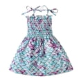 thumbnail image 1 of LYMAYTER Kids Girls Cotton Dresses Baby Summer off Shoulder Flower Dress Little Girls Sleeveless Sundres for 1-5 Years, 1 of 9