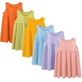 thumbnail image 1 of LYMAYTER Kids Girls Cotton Halter Dresses Baby Sleeveless Spaghetti Strap Princess Dress Toddler Solid Color Sundresses for 1-10 Years, 1 of 9