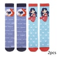thumbnail image 1 of LYMAYTER Kids Girls Cotton Knee High Socks 2 Pairs Toddler Prints Mid-Calf Sock Spring Fall Soft Stacked Socks for 3-12 Years, 1 of 10