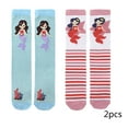 thumbnail image 1 of LYMAYTER Kids Girls Cotton Knee High Socks 2 Pairs Toddler Prints Mid-Calf Sock Spring Fall Soft Stacked Socks for 3-12 Years, 1 of 10