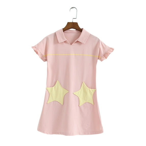 LYMAYTER Kids Girls Cotton Nightgown Pajamas Soft Printed Sleepwear Toddler V-Neck Cardigan Dresses Robe for 3-10 Years