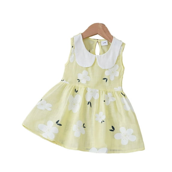 LYMAYTER Kids Girls Cotton Princess Dresses Toddler Printed Short Sleeve Dress Baby Summer Sweet Sundress Dresses for 18 Months -6 Years