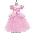 thumbnail image 1 of LYMAYTER Kids Girls Cotton Princess Dresses Toddler Summer Tulle Short Sleeve Tutu Dress for 3-12 Years Girls Sweet Party Gown, 1 of 9