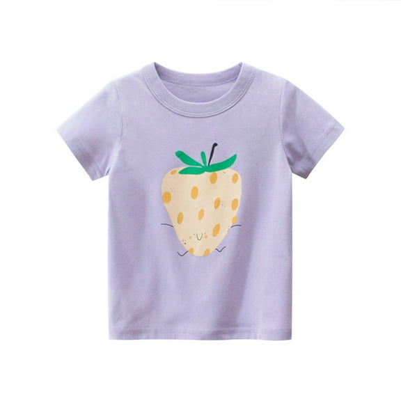 LYMAYTER Kids Girls Cotton T-Shirt Baby Soft Short Sleeve Tees Toddler Summer Casual Tees for 1-8 T