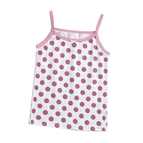 LYMAYTER Kids Girls Cotton Tank Undershirts for 3-8 T Toddler Printed Spaghetti Strap Bottoming Shirt (Multipack)