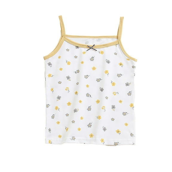 LYMAYTER Kids Girls Cotton Tank Undershirts for 3-8 T Toddler Printed Spaghetti Strap Bottoming Shirt (Multipack)