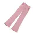 thumbnail image 1 of LYMAYTER Kids Girls Flare Pants Teen Nine Minutes Casual Trousers Toddler Spring Fall Sweat Pants for 2-13 Years, 1 of 8
