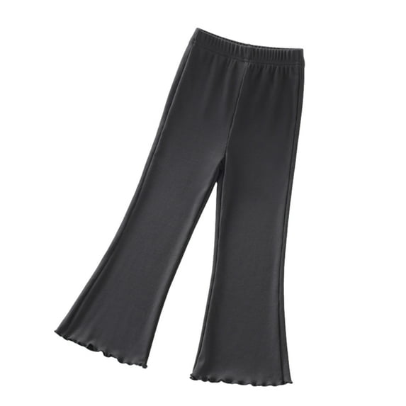 LYMAYTER Kids Girls Flare Pants Youth Solid Colour Spring Fall Casual Trousers Toddler Stretch Wide Leg Palazzo for 3-12 Years