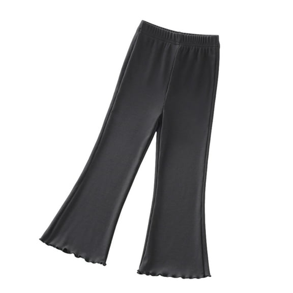 LYMAYTER Kids Girls Flare Pants Youth Solid Colour Spring Fall Casual Trousers Toddler Stretch Wide Leg Palazzo for 3-12 Years