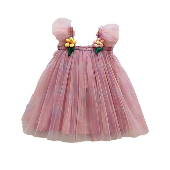 LYMAYTER Kids Girls Floral Princess Dresses Toddler Halter Sweet Peplum Baby Summer Party Beach Sundress Dresses for 18 Months-6 Years