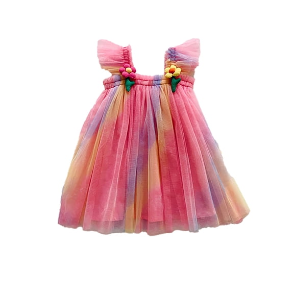 LYMAYTER Kids Girls Floral Princess Dresses Toddler Halter Sweet Peplum Baby Summer Party Beach Sundress Dresses for 18 Months-6 Years