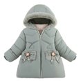 thumbnail image 1 of LYMAYTER Kids Girls Hood Jacket Toddler Medium-Length Snowsuit Outerwear Baby Thick Windproof Coat for 1-5 Years, 1 of 8