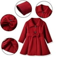 thumbnail image 1 of LYMAYTER Kids Girls Jackets Fall Winter Solid Color Pleated Outerwear Toddler Bowknot Windproof Jacket for 1-6 Years, 1 of 9