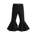 thumbnail image 1 of LYMAYTER Kids Girls Jeans Flare Pants Spring Fall Stretch Denim Trousers Toddler Solid Color Pants for 1-6 Years, 1 of 10