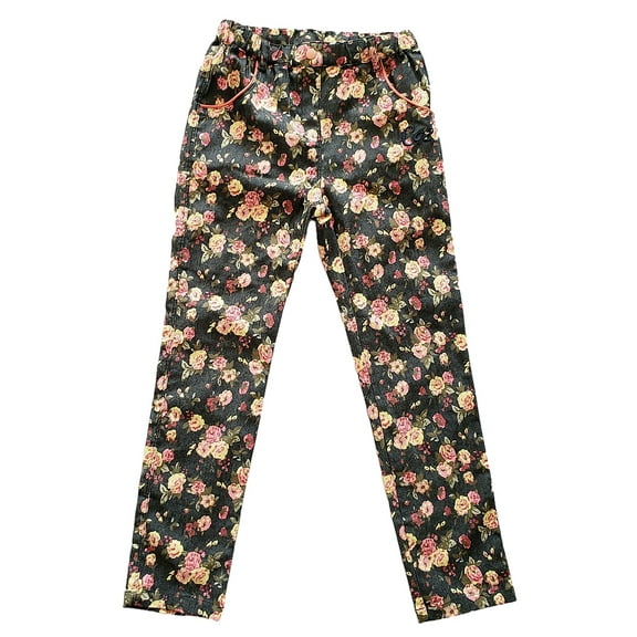 LYMAYTER Kids Girls Jeans Pants Toddler Printed Denim Trousers Baby Casual Leggings Pants for 3-10 Years